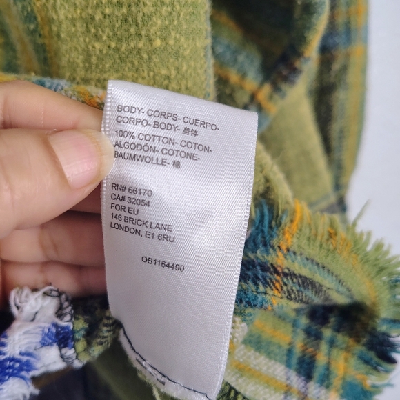 BDG Checked Flannel Shirt with Brown/Green Accents Sz XS Oversized ChestPockets - Picture 15 of 15